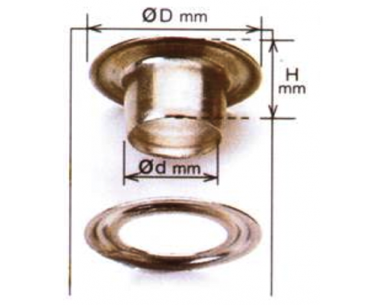 œillets métalliques pour bâches Diamètre 1,3 CM
